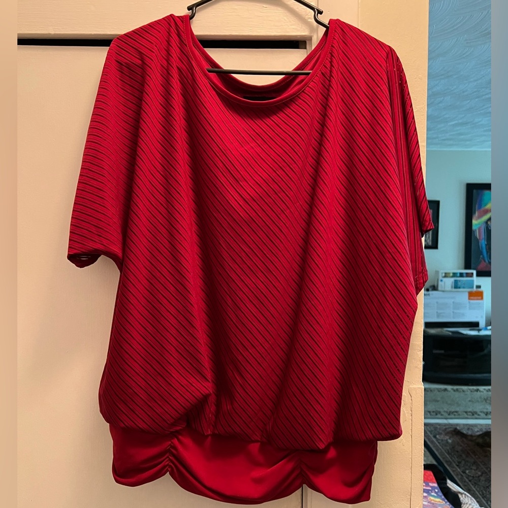 Red Stretchy Dress top -1X